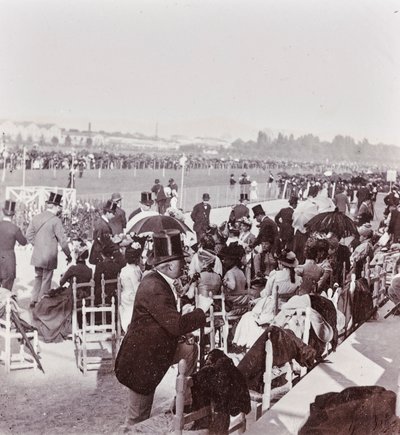 Viewers Racecourse in the Cascine Park: General Pralormo, Neri Corsini, Alberto Rignano, Gennaro Placci, the Countess Maud Ricci, Countess of Perkenstein by Giorgio Enrico (attr.to) Levi
