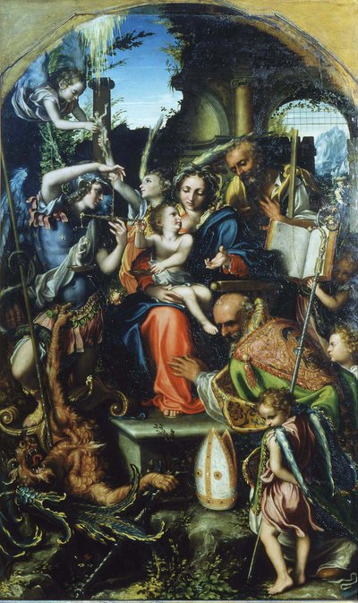 Holy Family with Saint Michael the Archangel and the Devil Contending for Souls, Saint Bernhard by Giorgio Gandini del Grano