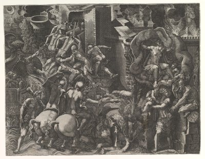 The Fall of Troy and Escape of Aeneas by Giorgio Ghisi