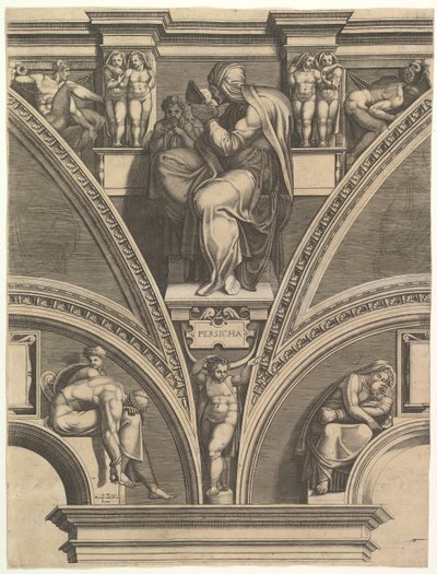 The Persian Sibyl, from the series of Prophets and Sibyls in the Sistine Chapel by Giorgio Ghisi