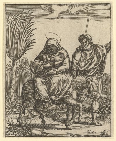 The Virgin of Sorrows: The Flight into Egypt, one of nine surrounding compartments by Giorgio Ghisi