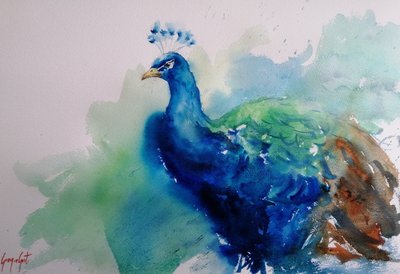 Elegant Blue Peacock by Giorgio Gosti