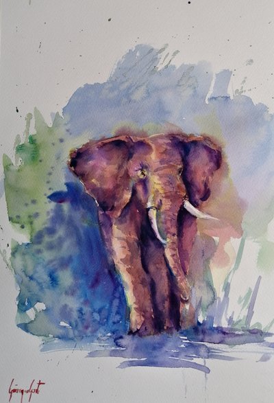 Majestic Watercolor Elephant by Giorgio Gosti
