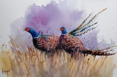 Pheasants Among Reeds by Giorgio Gosti