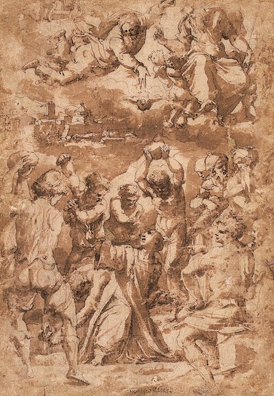 The Stoning of St. Stephen, with the Trinity above by Giorgio Vasari