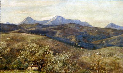 Spring landscape with a distant view of Monte Catria: Early Morning by Giovanni Costa