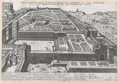 Speculum Romanae Magnificentiae: Aerial View of the Belvedere and its Gardens, 1579 by Giovanni Ambrogio Brambilla.