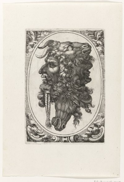 Composition of Two Faces, a Horse
