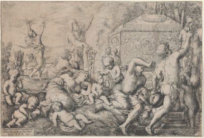 Bacchanal with Altar, Faun, and Silenus by Giovanni Andrea Podesta