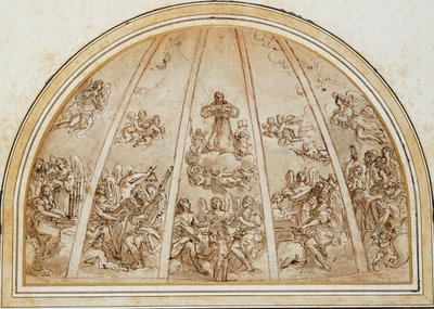 The Apotheosis of Saint Francis Surrounded by Musician Angels: Design for an Apse or Half-Dome Divided by Ribs by Giovanni Andrea Sirani
