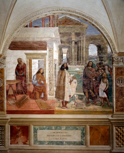 Saint Benedict Fixes a Broken Sieve (Self-Portrait) by Giovanni Antonio Bazzi Sodoma