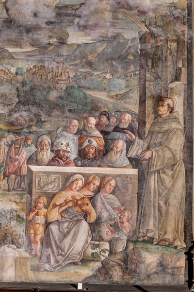 St Anthony Arriving in Padua, Where He Restores Peace Between the Citizens with the Strength and Sweetness of His Preaching (detail) by Giovanni Antonio Corona