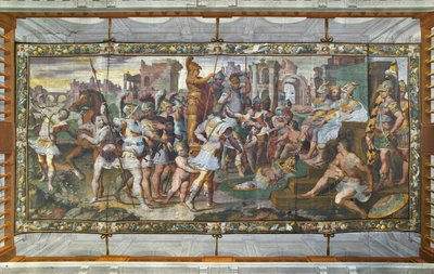 Ulysses and Ajax competing for the armor of Achilles before the courts, Ulysses Hall by Giovanni Battista Castello