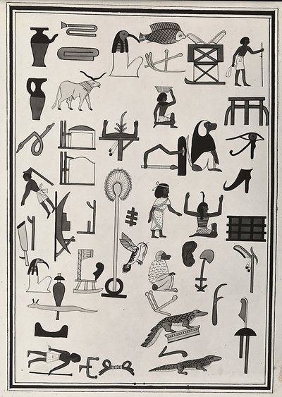 Drawings of the Decorations from Inside the Tomb of Pharaoh Psammetic I, Reproduced in 1817 by Giovanni Battista Belzoni, Housed in the British Museum, London by Giovanni Battista Belzoni