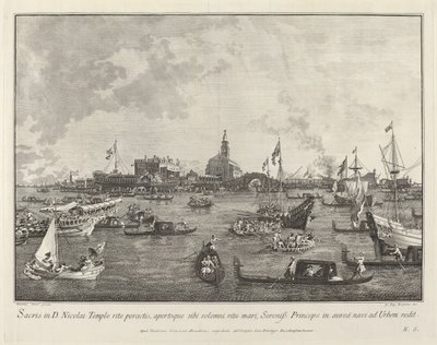 The Doge in the Bucintoro Leaving San Nicolò di Lido by Giovanni Battista Brustolon after Canaletto