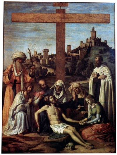 The Lamentation over Christ with a Carmelite Monk by Giovanni Battista Cima da Conegliano