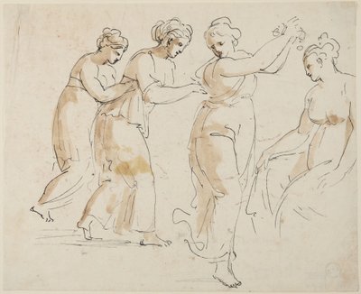 A Seated and Three Dancing Nymphs by Giovanni Battista Cipriani