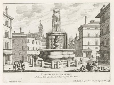 Fountain on Piazza Giudia in Rome (title on object: Fountain in Piazza Giudea) (series title: Fountains of Rome) by Giovanni Battista Falda