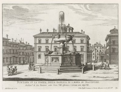 Fountain on Piazza Santa Maria in Trastevere by Giovanni Battista Falda