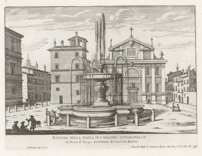 Fountain on Piazza Scossacavalli in Rome by Giovanni Battista Falda