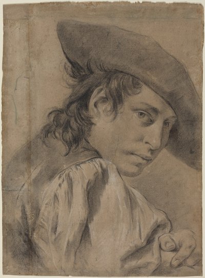 A Young Man in a Broad Hat by Giovanni Battista Piazzetta
