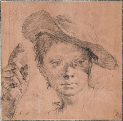 Boy Pointing with Raised Right Hand by Giovanni Battista Piazzetta