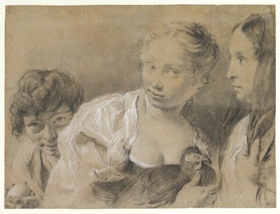 Boy with an Egg, Girl with a Hen, and a Watching Woman by Giovanni Battista Piazzetta