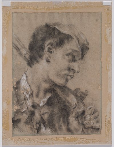 Head of a Young Man in Profile with a Gun over His Shoulder by Giovanni Battista Piazzetta