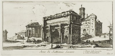 Arch of Septimius Severus. 1. Temple of Concord. 2. Ascent to the Capitoline Hill, plate 13 from Some Views of Triumphal Arches and other Monuments by Giovanni Battista Piranesi