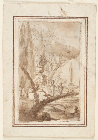 Fantasy of a Garden with a Monumental Urn, Sculptures, and a Fountain by Giovanni Battista Piranesi