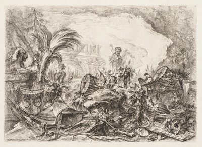 Groteschi: Ruins with a Statue of a Faun and a Fallen Column by Giovanni Battista Piranesi