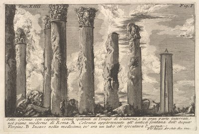 Seven Columns of the Temple of Juturna with Corinthian Capitals, 18th Century by Giovanni Battista Piranesi