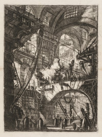 The Prisons: A Perspective of Arches with a Smoking Fire in the Center by Giovanni Battista Piranesi