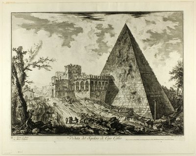 View of the Pyramidal Tomb of Cestius, from Views of Rome by Giovanni Battista Piranesi