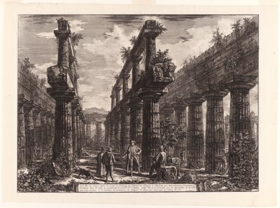 View of the Remains of the Two Rows of Columns in the Temple of Neptune which Originally Formed the Colonnades Along the Sides of the Cella, and Supported the Uppermost Part of the Roof, from Different Views of Paestum by Giovanni Battista Piranesi
