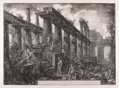 View of the Remains of the Cella of the Temple of Neptune, from Different Views of Paestum by Giovanni Battista Piranesi