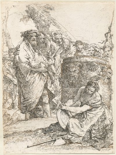 Magician and Other Figures before a Burning Altar with Skull and Bones by Giovanni Battista Tiepolo