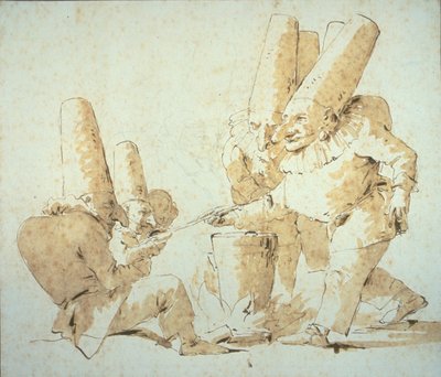Punchinellos Cooking and Tasting Gnocchi by Giovanni Battista Tiepolo