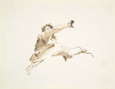 Seated Figure with Head Turned to the Left and Right Arm Raised, Seen from Below by Giovanni Battista Tiepolo