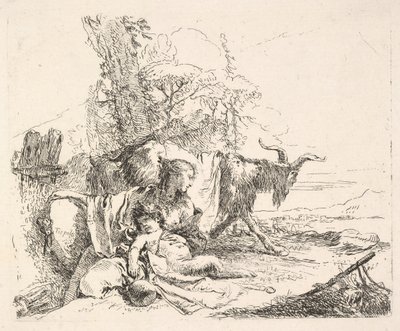 Woman and Infant Satyr in a Landscape, ca. 1740-42 by Giovanni Battista Tiepolo