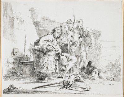 Young Man Seated, Leaning Against an Urn, plate from Vari Capricci (Various Caprices), 1740s by Giovanni Battista Tiepolo