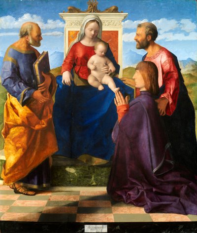 Madonna and Child Enthroned with Saints Peter and Paul and a Donor by Giovanni Bellini