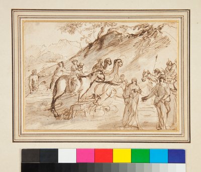A Meeting between Two Men, Horses and Camels in the Background by Giovanni Benedetto Castiglione