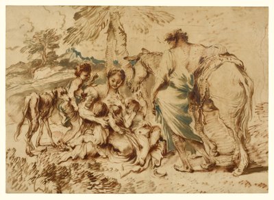 A Family in a Desert Landscape by Giovanni Benedetto Castiglione