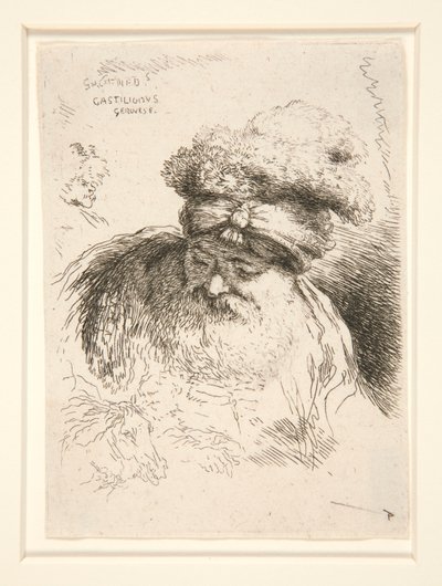 An Old Man with a Large Beard, Seen in Front View, His Head and Eyes Lowered, from the Series The Little Heads by Giovanni Benedetto Castiglione