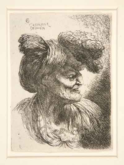 Figure Facing Right, from the Series Small Studies of Heads by Giovanni Benedetto Castiglione