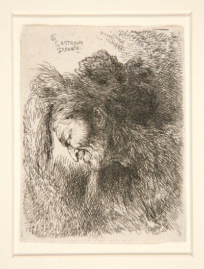 Figure Wearing a Fur Cap, Facing Left, from the Series Small Studies of Heads by Giovanni Benedetto Castiglione