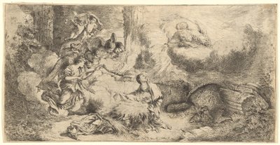 God the Father and Angels Adoring the Christ Child by Giovanni Benedetto Castiglione