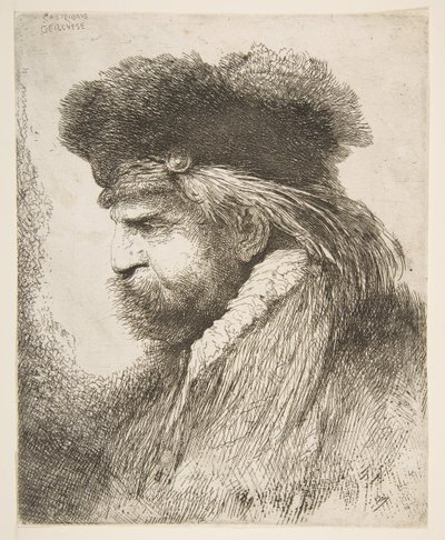 Head of an Old Man Facing Left, from the Series of Large Oriental Heads, ca. 1645-50 by Giovanni Benedetto Castiglione