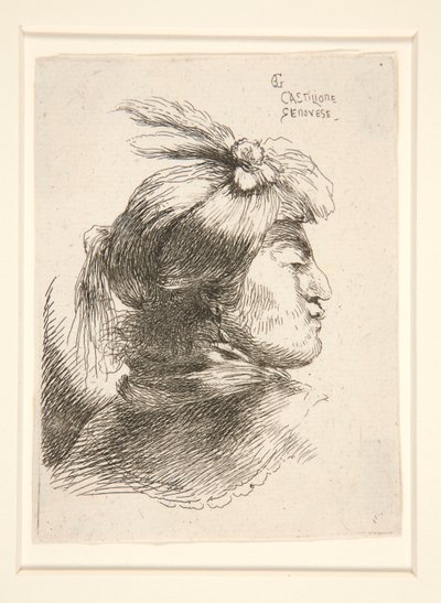 Young Man without a Beard, Seen in Profile, Turned to Right, from the Series Les Petites Tetes by Giovanni Benedetto Castiglione